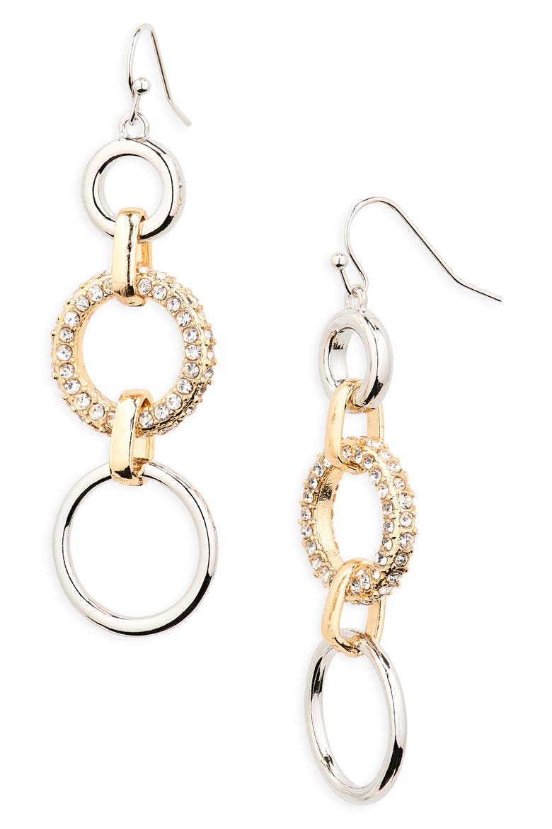 Linear Loop Drop Earrings, Main, color, GOLD/ SILVER