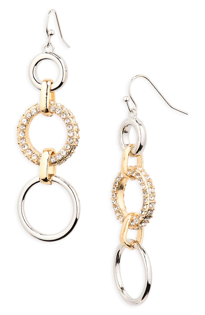 Cara Linear Loop Drop Earrings, Main, color, Gold/ Silver