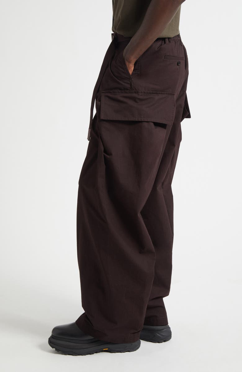 Sacai Belted Cotton & Nylon Ripstop Cargo Pants, Alternate, color, Brown