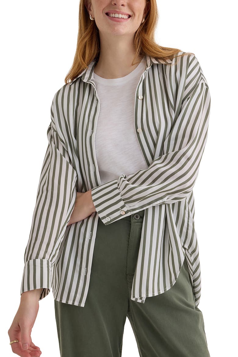 Stripe Oversize Button-Up Shirt, Alternate, color, FERNWOOD STRIPE