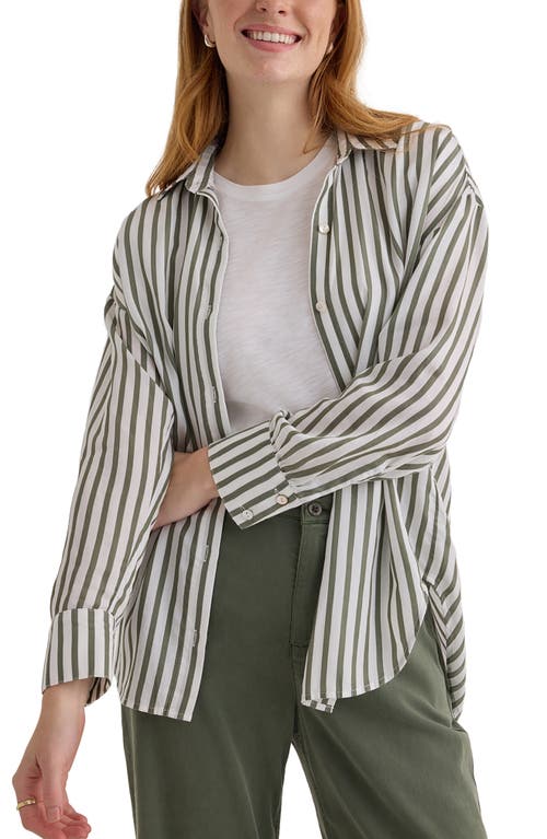 Bella Dahl Stripe Oversize Button-up Shirt In Green
