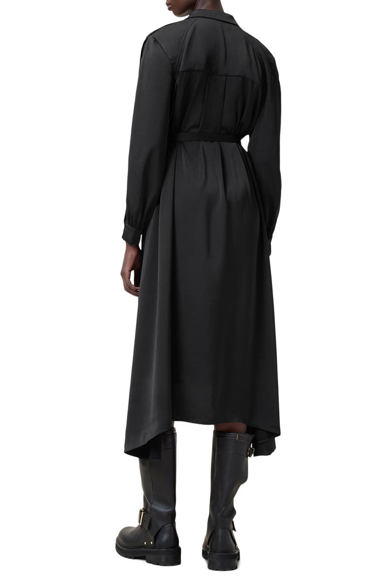 Lexi Long Sleeve High-Low Shirtdress, Alternate, color, BLACK