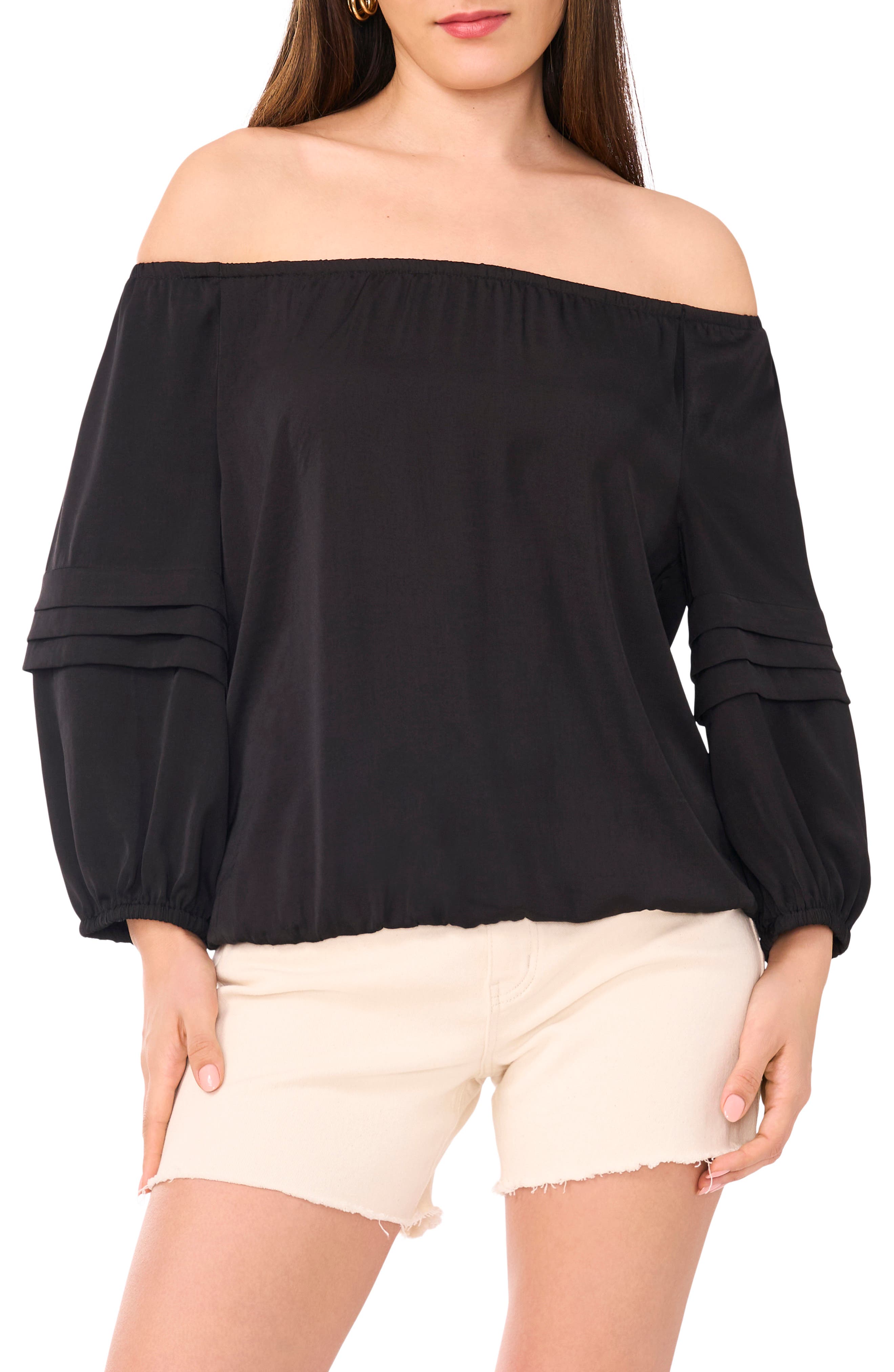 Vince Camuto Pleat Sleeve Off the Shoulder Top