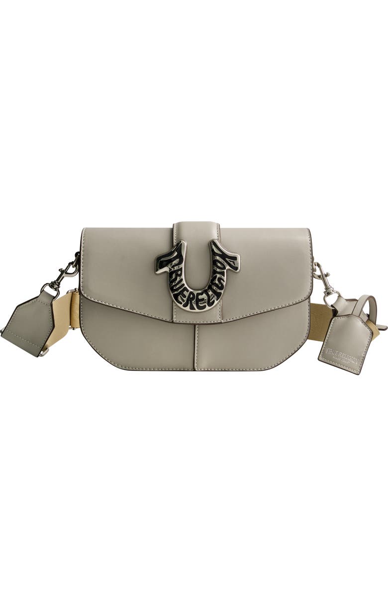 True Religion Shoulder Bag with Signature Logo Accent, Main, color, Light Grey