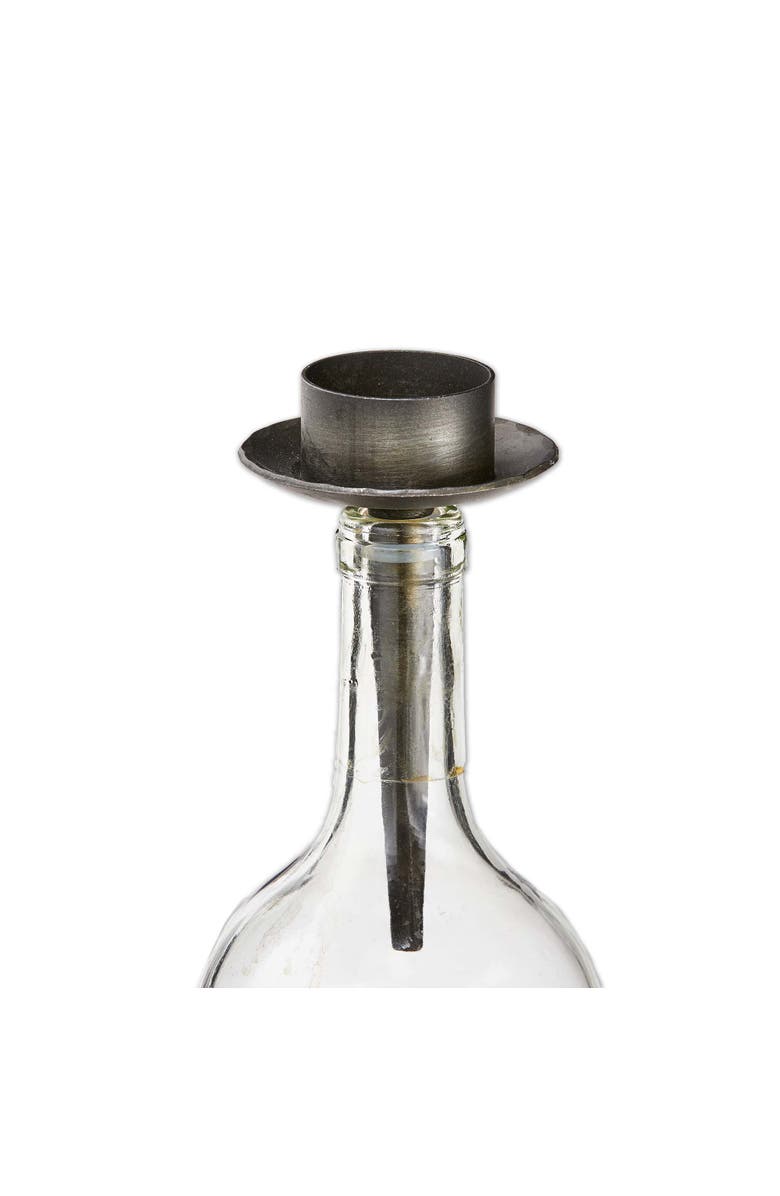 tag Black Iron Tealight Holder Bottle Stopper Design Candle Holder, Main, color, Black