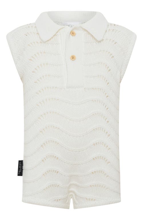 Tiny Tribe Open Stitch Cotton Polo Sweater Romper