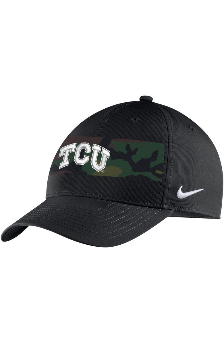 Nike Men's Nike Black TCU Horned Frogs Military Pack Camo Legacy91 Adjustable Hat, Main, color, Black