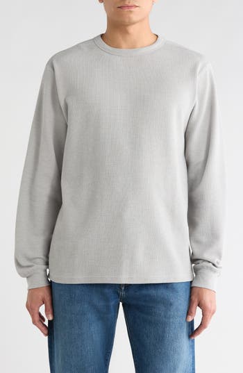 Roark Well Worn Cotton Blend Thermal Sweatshirt In Heather Grey