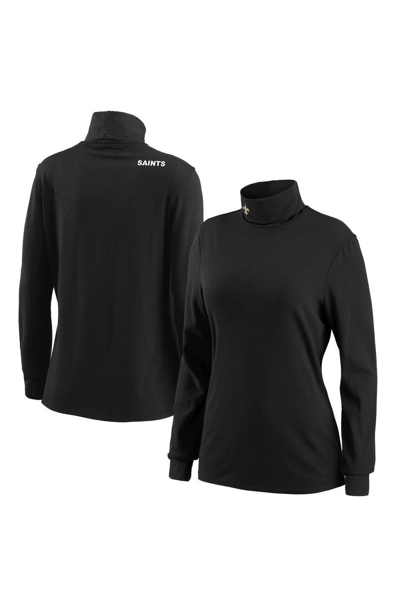 WEAR by Erin Andrews Women's WEAR by Erin Andrews Black New Orleans Saints Long Sleeve Tri-Blend Turtleneck T-Shirt, Main, color, Black