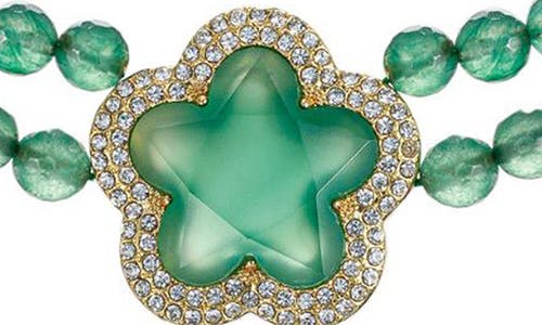 Eye Candy Los Angeles Yasmin Green Agate Clover Necklace In Green