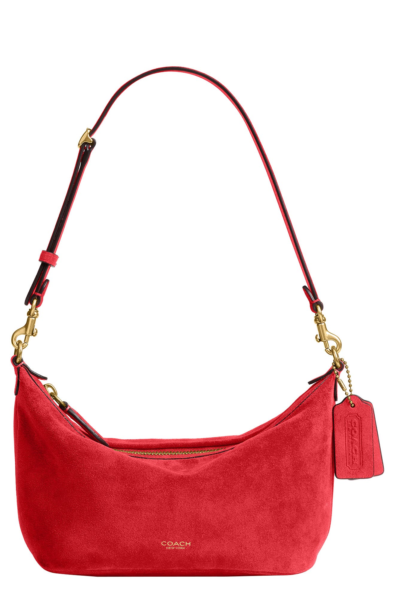 Demi Suede Shoulder Bag, Main, color, B4/ CANDY APPLE