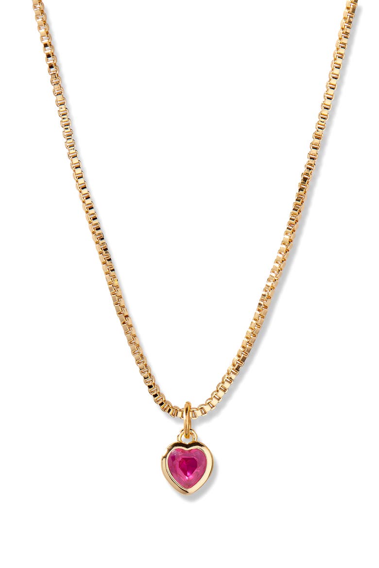 Mackenzie Birthstone Heart Pendant Necklace, Main, color, GOLD/ JULY