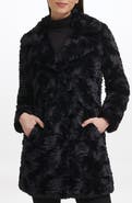 Kenneth Cole New York Notch Collar Faux Fur Coat