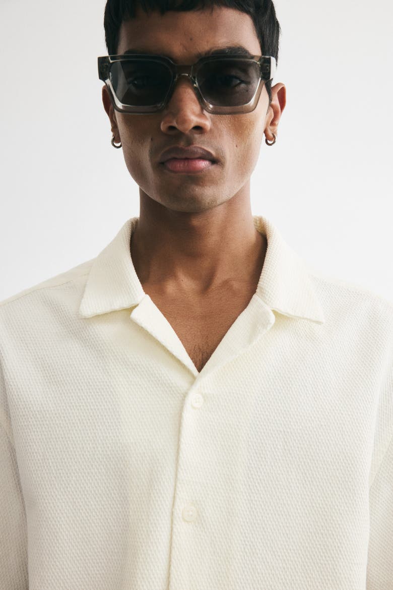 Relaxed-fit Waffled Resort Shirt, Alternate, color, Cream