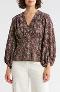 MAX STUDIO Floral Balloon Sleeve Top