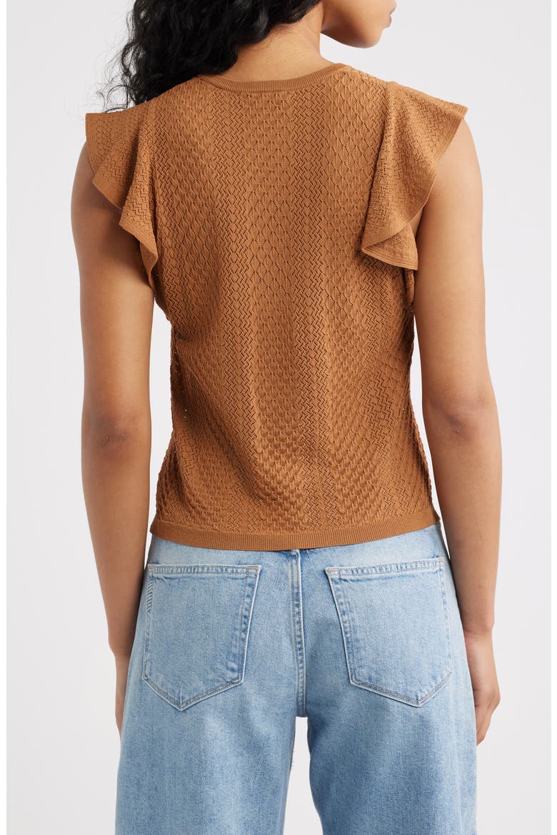 Margo Mixed Stitch Knit Top, Alternate, color, DESERT BROWN