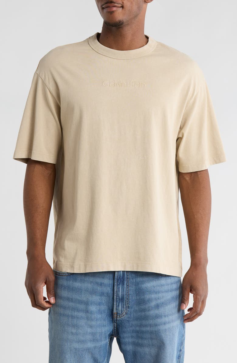 Calvin Klein Powder Wash Heavyweight Cotton T-Shirt, Main, color, White Pepper