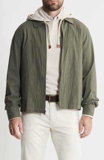 Jachs Charles Cotton & Tencel® Lyocell Blend Seersucker Zip Jacket