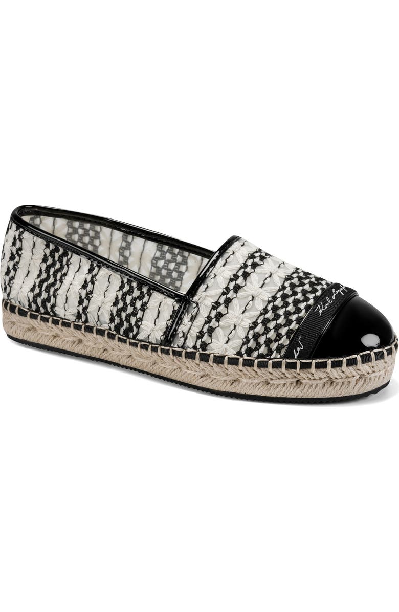 KARL LAGERFELD PARIS Millicent Espadrille Flat, Main, color, Black/ White