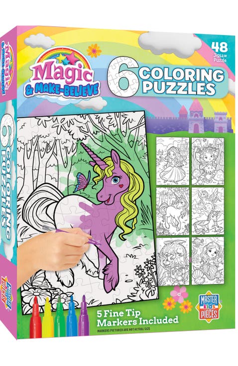 Magic & Fantasy Coloring Puzzles 6-Pack