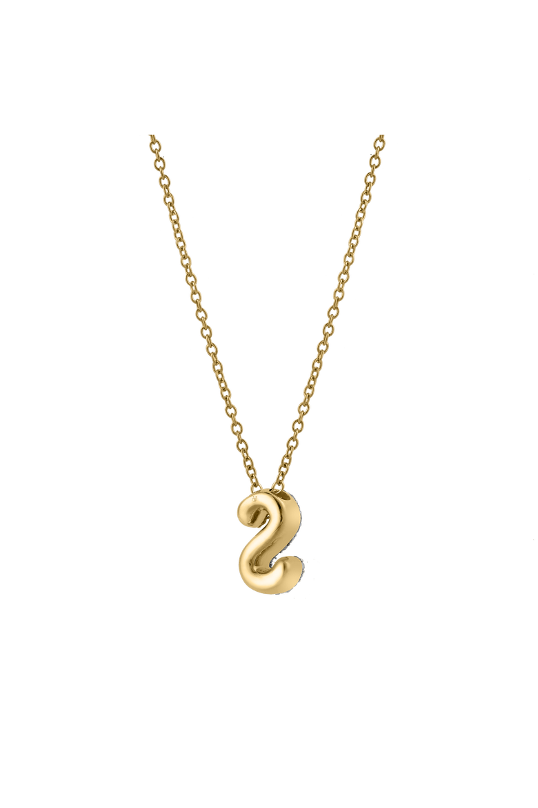 Small Bubble Initial Letter 14K Yellow Gold Diamond Pendant Necklace, Alternate, color, Gold S