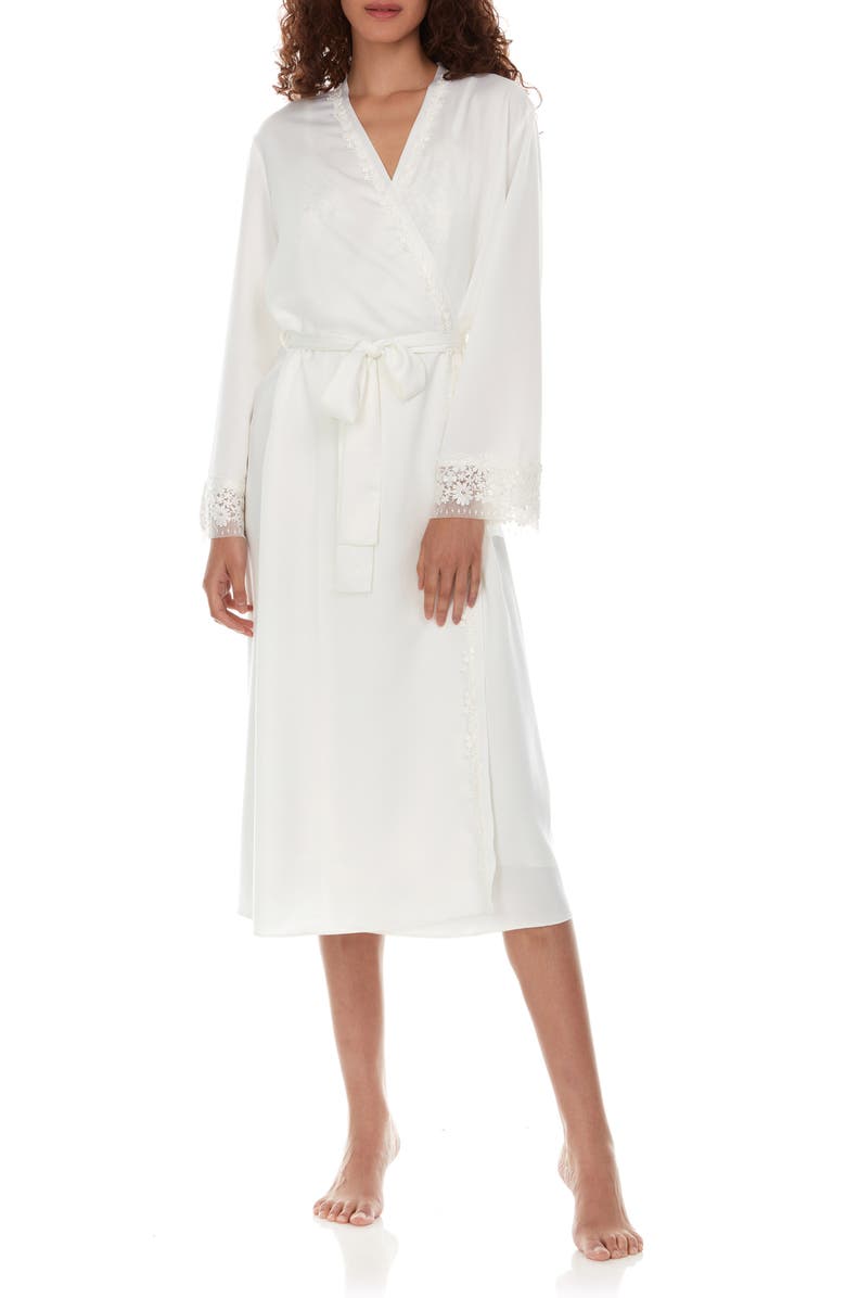 Flora Nikrooz Showstopper Long Robe, Alternate, color, Ivory