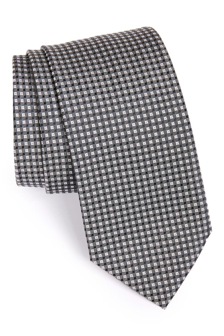 Medallion Silk Tie, Main, color, MEDIUM GREY