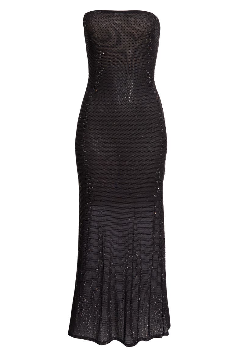Delora Embellished Strapless Dress, Main, color, BLACK/ GOLD