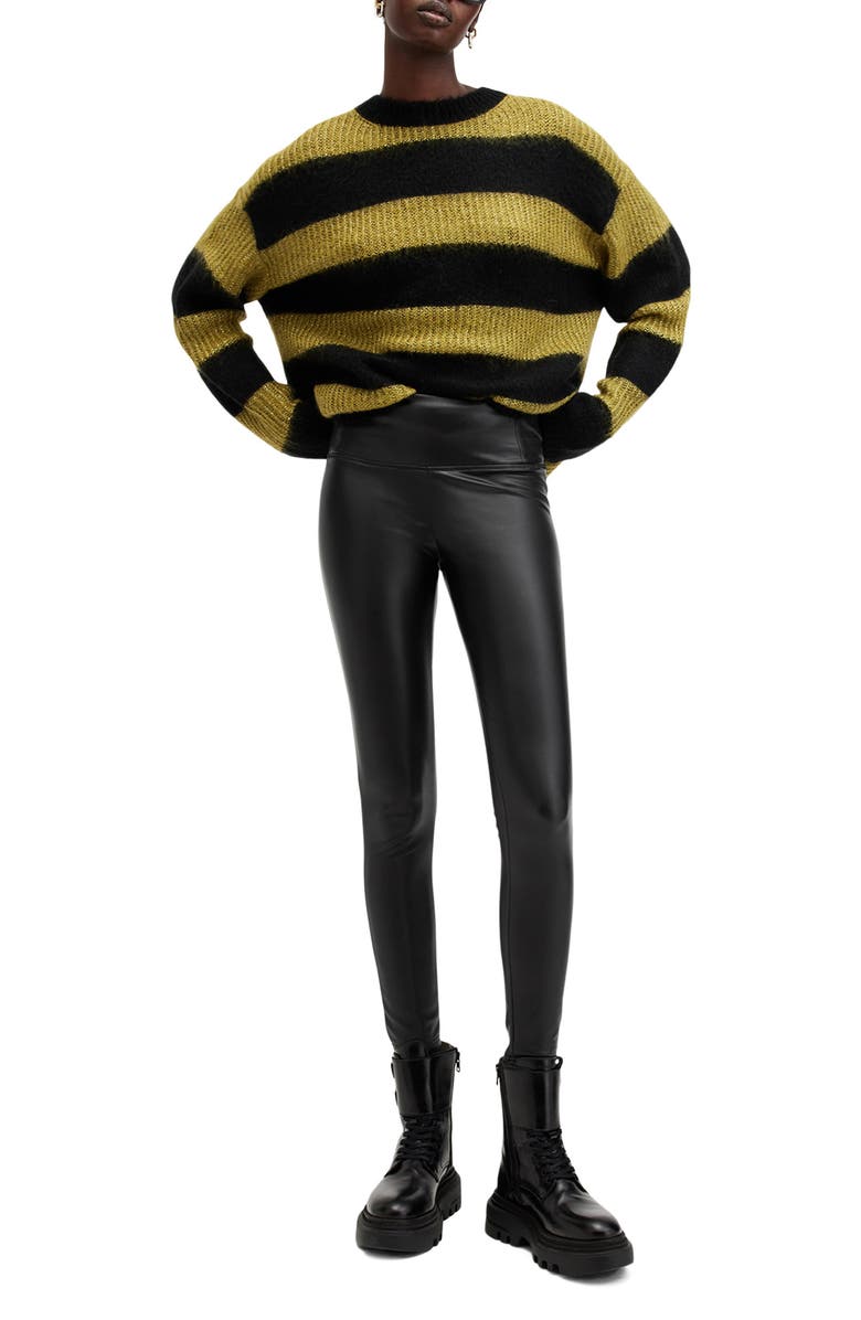 AllSaints Cora Faux Leather Leggings, Alternate, color, Black