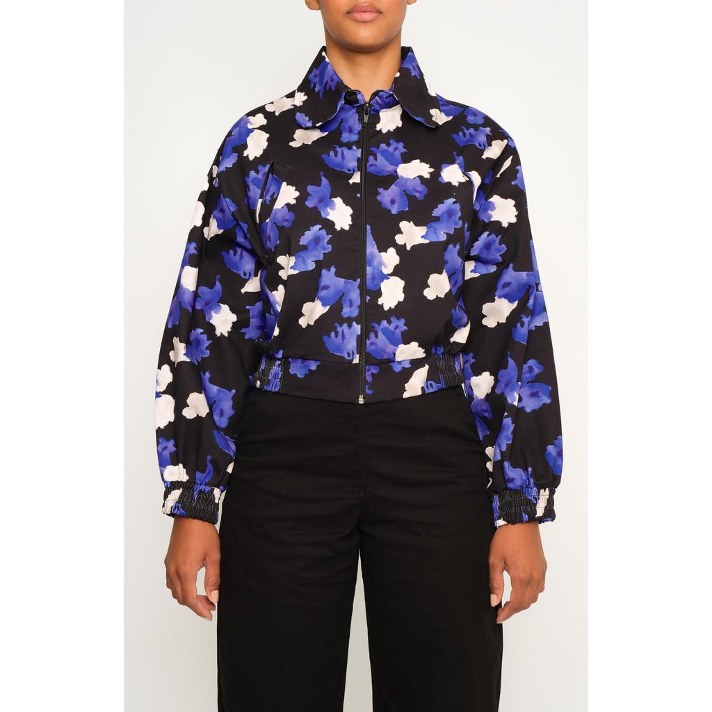 The Lulo Project Citadel Floral Stretch Cotton Bomber Jacket In Multi