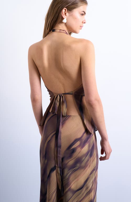 Topshop Open Back Halter Top In Multi