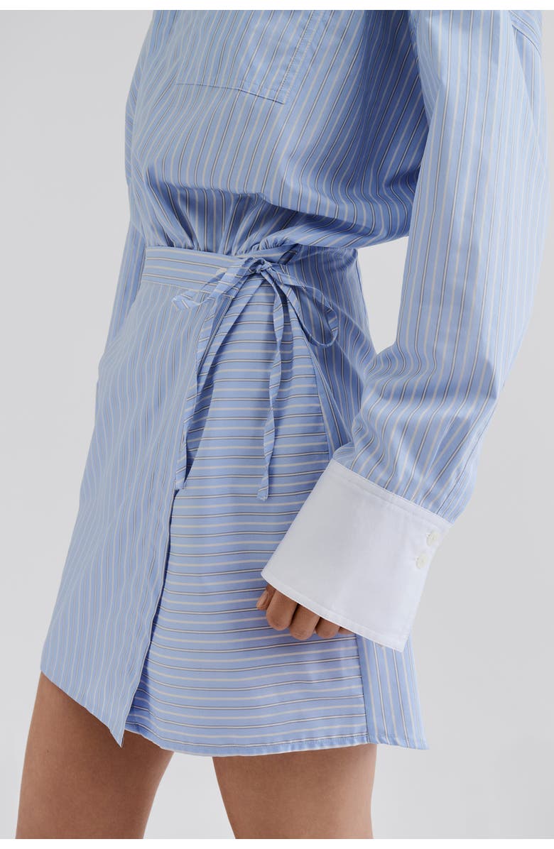 Malina Portea Wrapped Long Sleeve Shirt Dress, Alternate, color, Light Blue Stripe