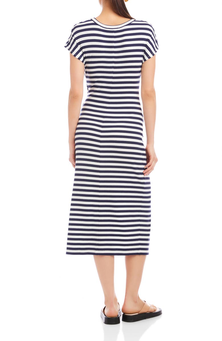 FIFTEEN TWENTY Marisa Side Knot Midi T-Shirt Dress, Alternate, color, Navy W/ White