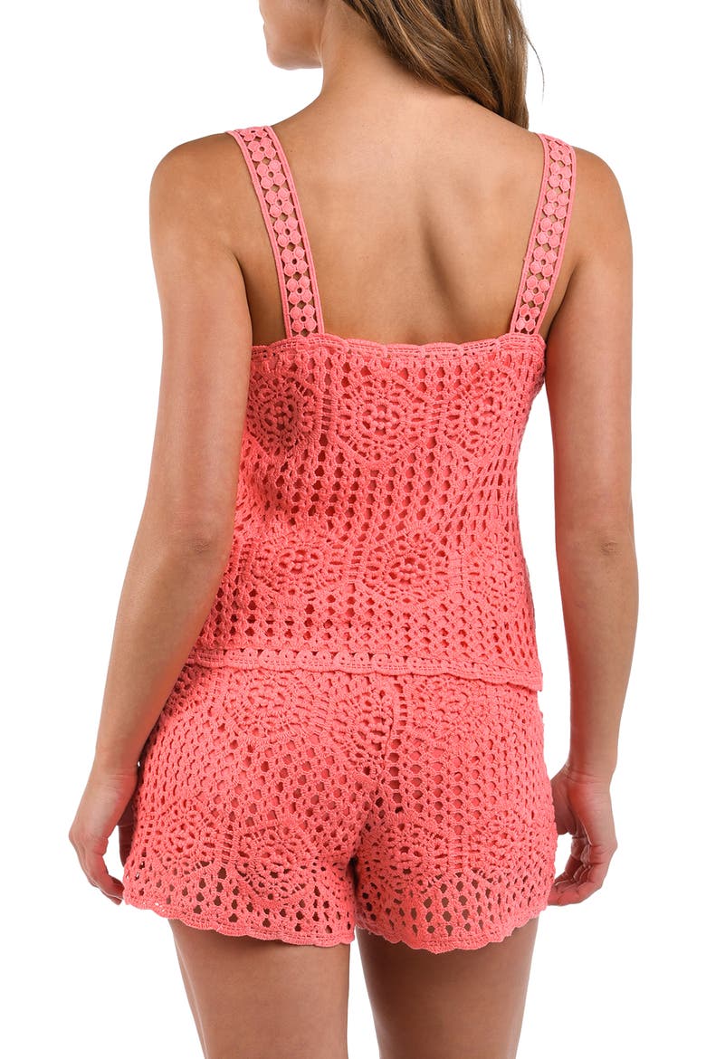 Waverly Lace Overlay Cotton Cover-Up Camisole, Alternate, color, CORAL REEF
