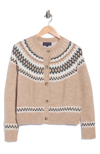 Joseph A Fair Isle Button Front Cardigan In Neutral