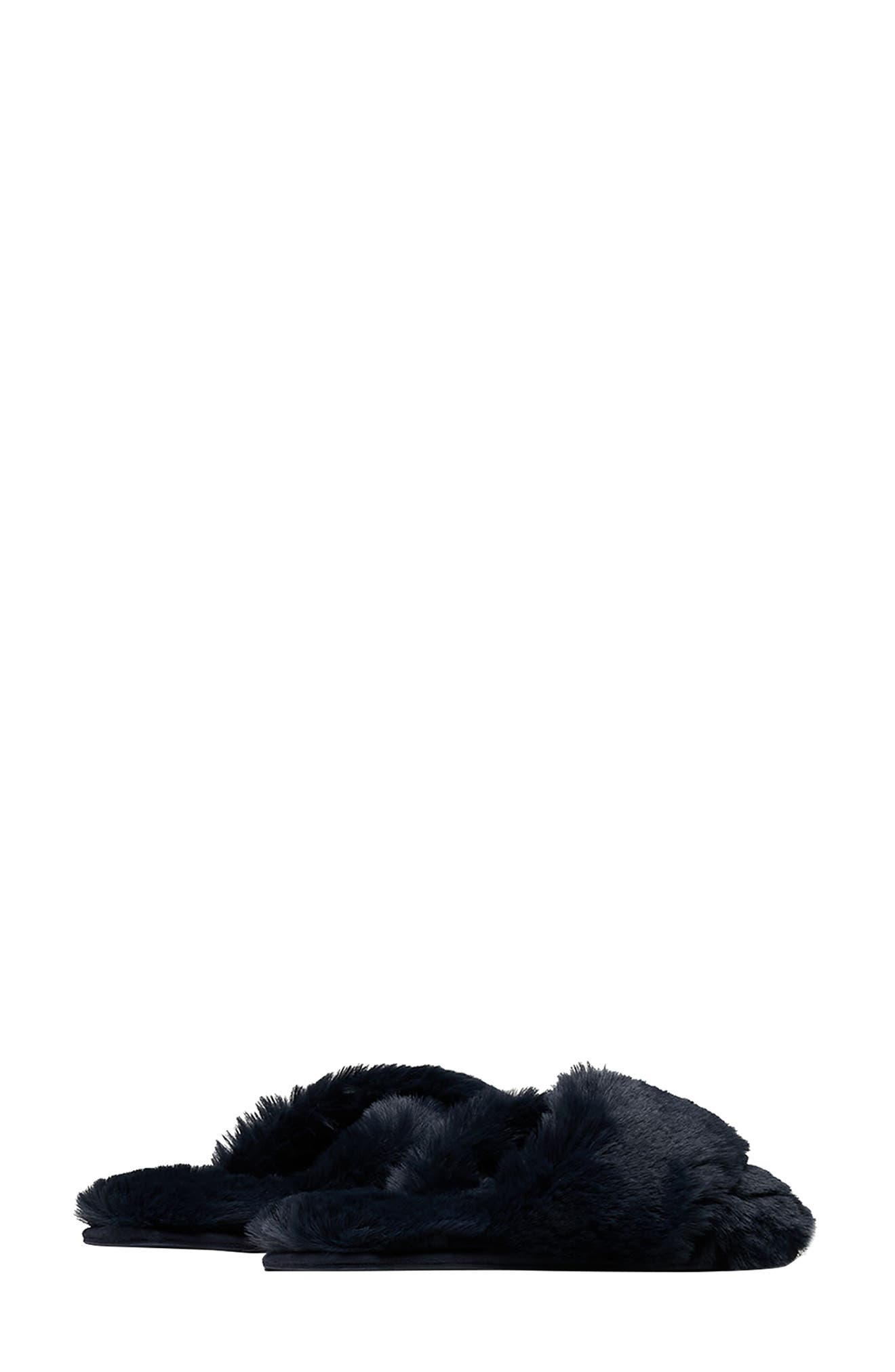 Slumber Faux Fur Slipper, Alternate, color, FRENCH NAVY