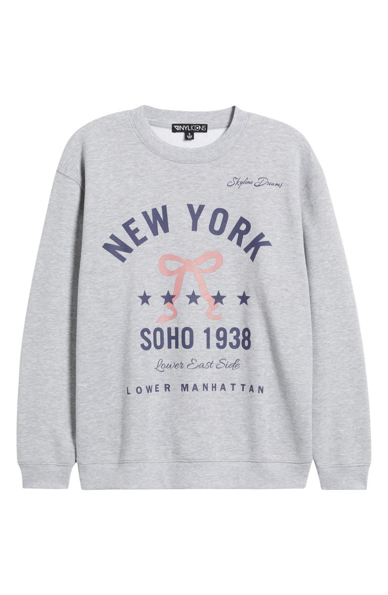 Vinyl Icons New York Bow Graphic Sweatshirt, Alternate, color, Heather Grey