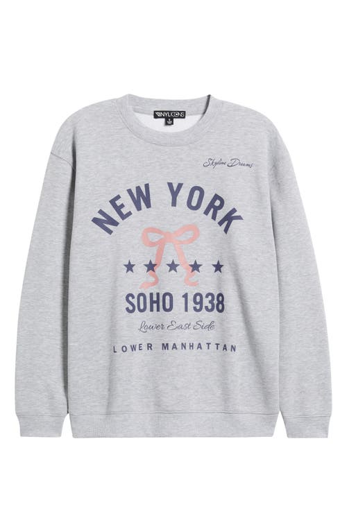 Vinyl Icons New York Bow Graphic Sweatshirt In Gray