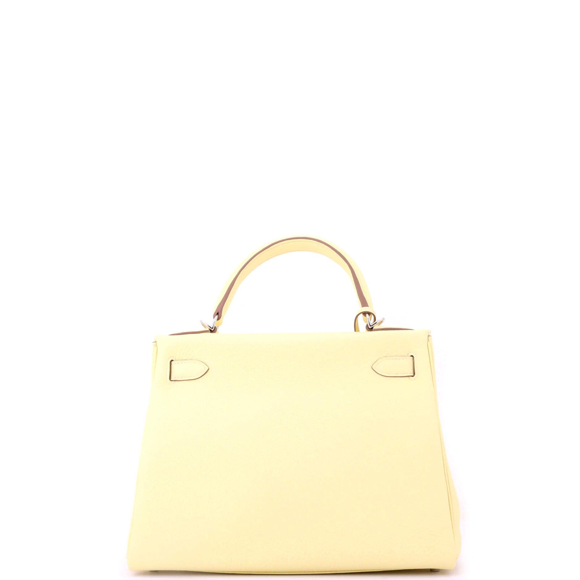 Pre-Owned Hermes Kelly Handbag Yellow Clemence with Palladium Hardware 28, Alternate, color, 