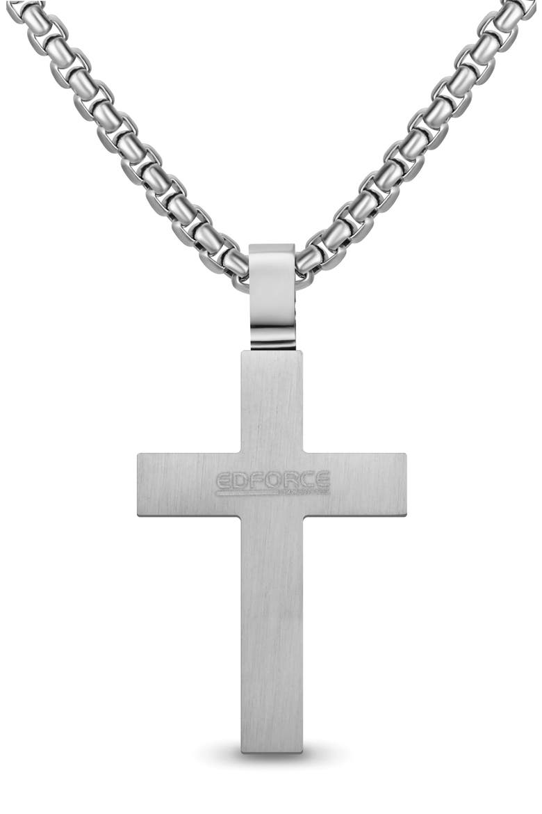 Men's Inlay Cross Pendant Necklace, Alternate, color, SILVER