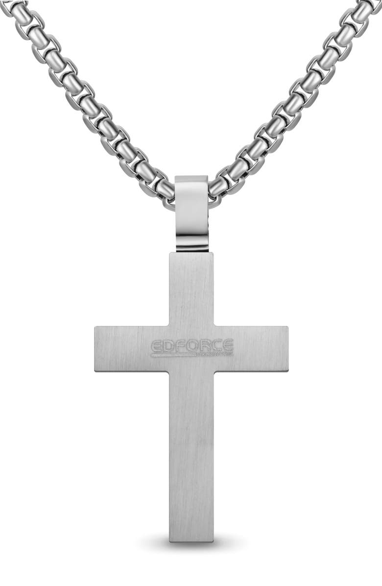 EDFORCE Men's Inlay Cross Pendant Necklace, Alternate, color, Silver