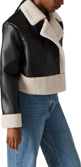 Athen Faux Shearling Trim Moto Jacket