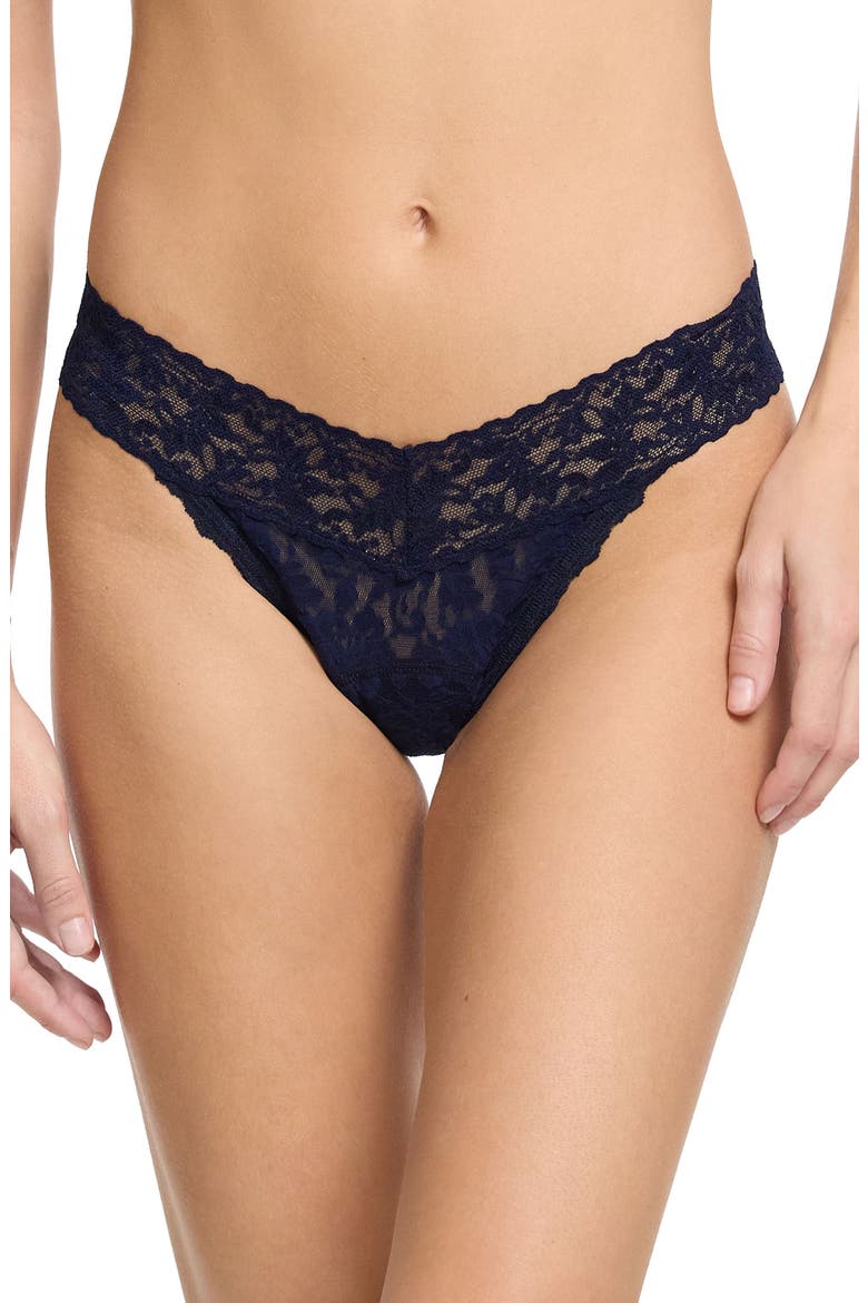 x Saalt Signature Lace Leakproof Original Rise Thong, Main, color, NAVY