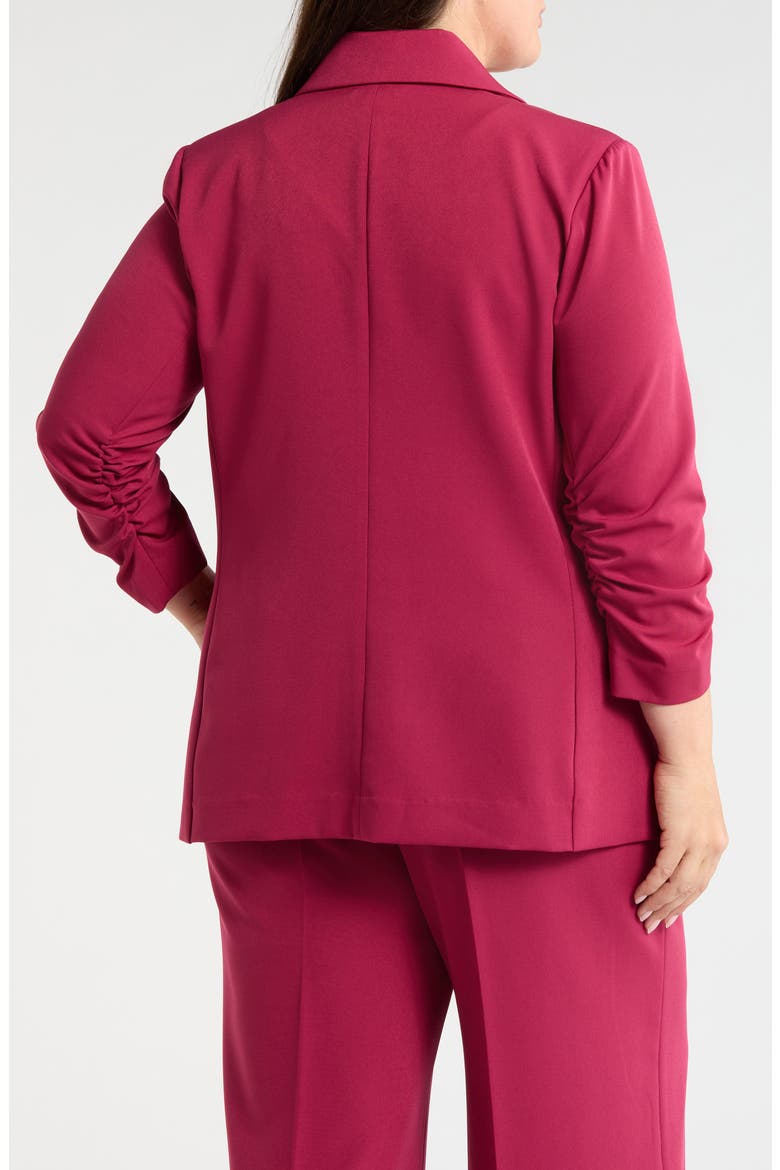 Ruched Sleeve Faux Double Breasted Blazer, Alternate, color, BERRY BLISS