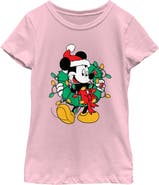 Mickey & Friends Girl's Mickey & Friends Christmas Wreath Mickey Mouse  Graphic T-Shirt