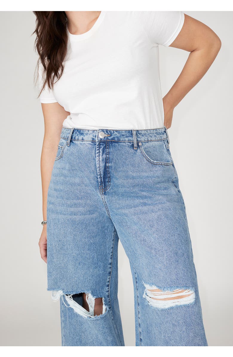 ELOQUII The Yvette Rigid Wide Leg  Jean, Alternate, color, Medium Wash Distress
