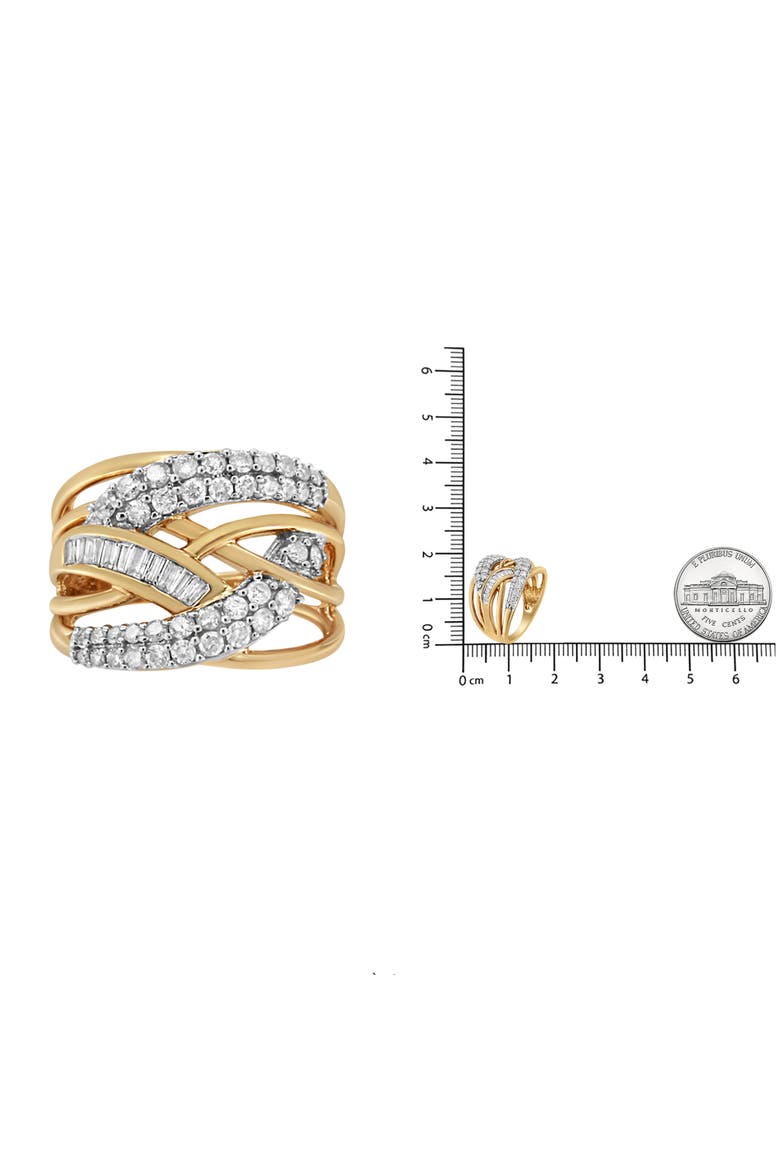 10K Gold 1.0 Cttw Diamond Multirow Interwoven Cocktail Ring, Alternate, color, Yellow Gold