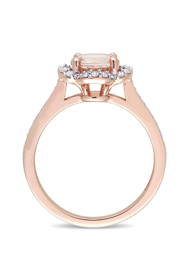 Morganite & Diamond Quatrefoil Halo Ring 14k, Alternate, color, Morganite