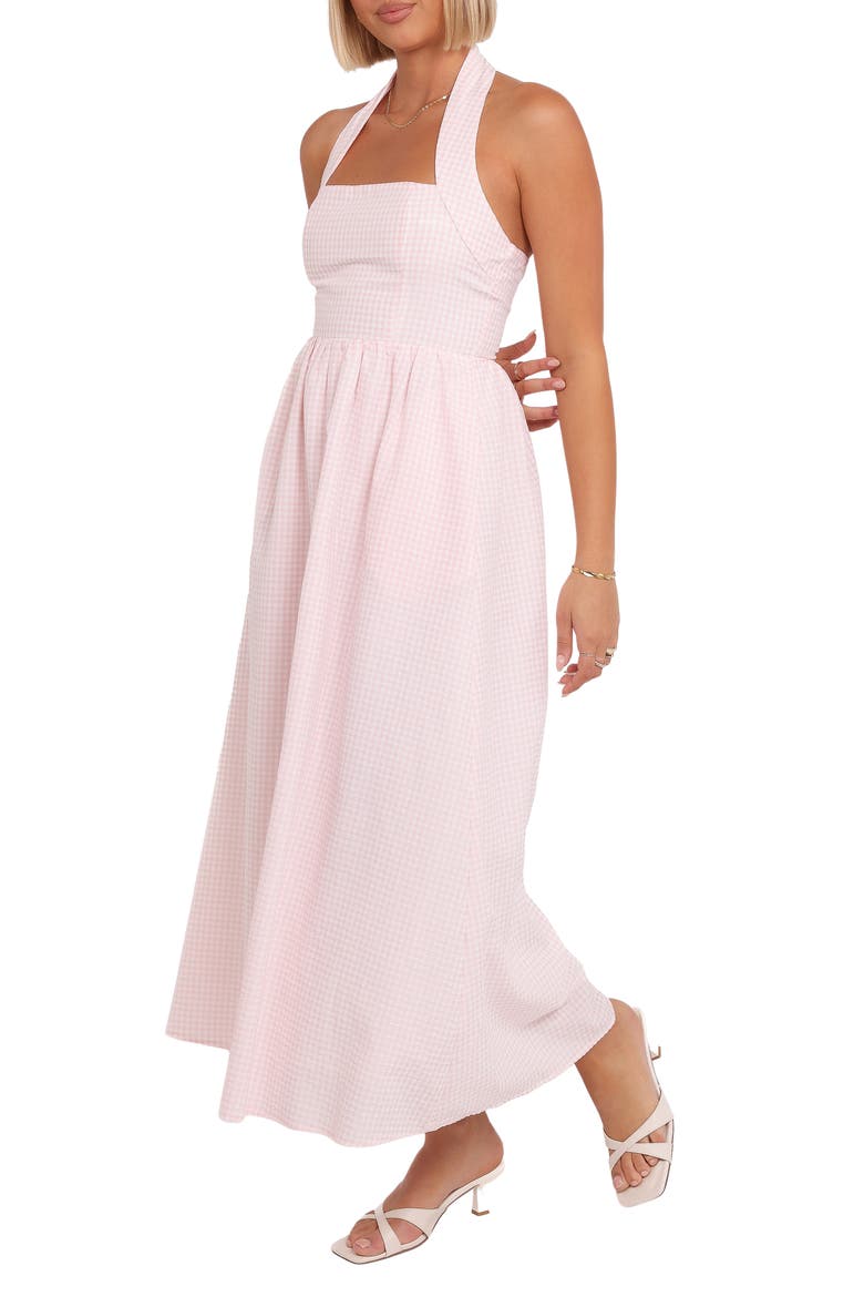 Margerie Halter Dress, Alternate, color, PINK GINGHAM