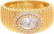 Juvell Oval Cubic Zirconia Textured Band Ring